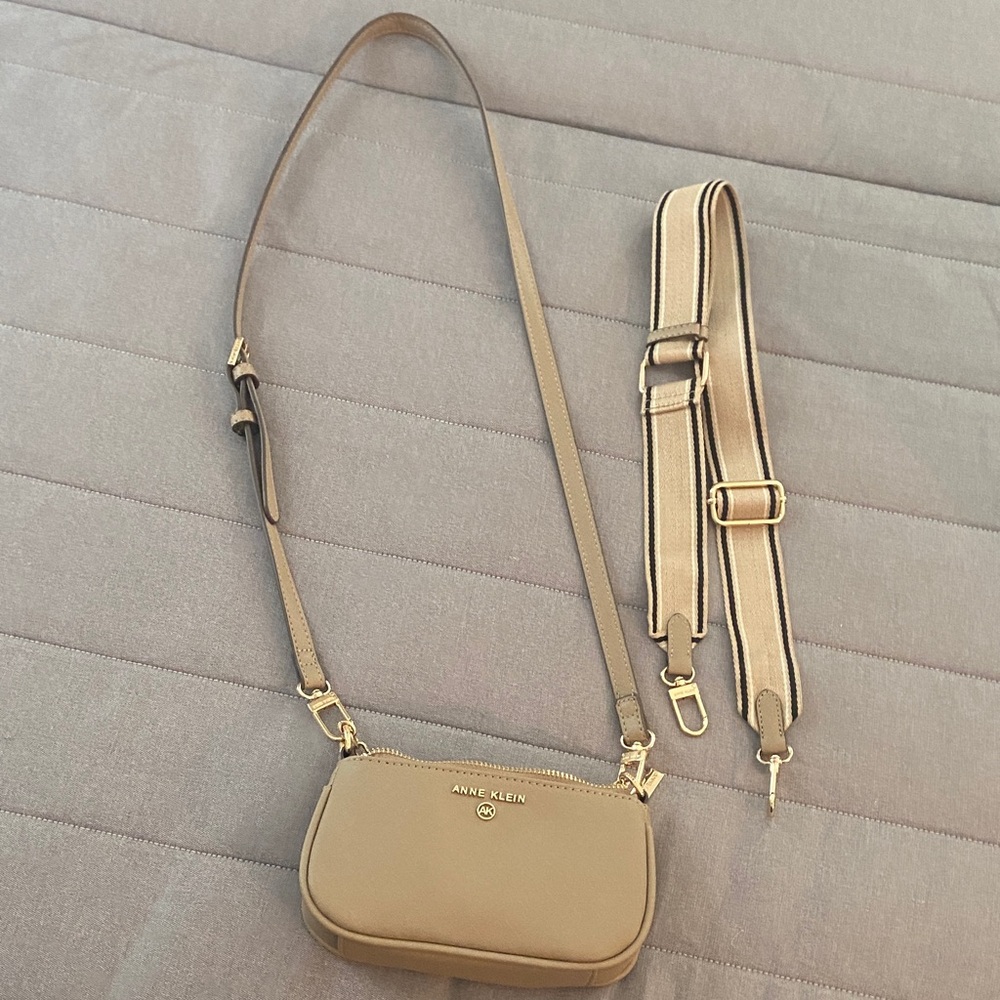 Anne Klein  3 strap mini sling purse- Tan